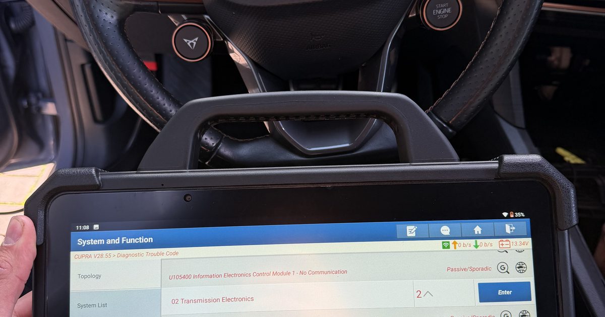 Keuzehendel van een automaat met storingsmelding